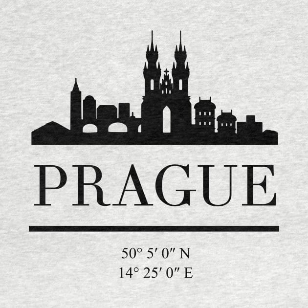 PRAGUE CZECH REPUBLIC BLACK SILHOUETTE SKYLINE ART by deificusArt